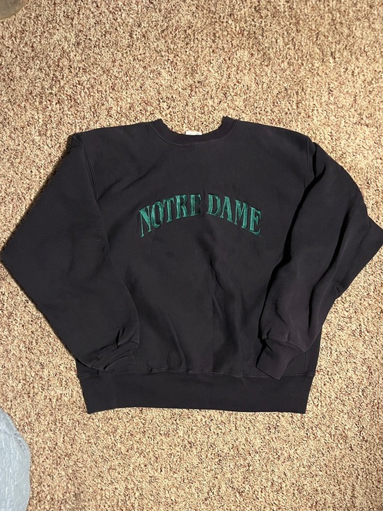 MV Sport Other - MV Sport Late 90s Notre Dame Crewneck Sweatshirt - Black with Green Embroidery